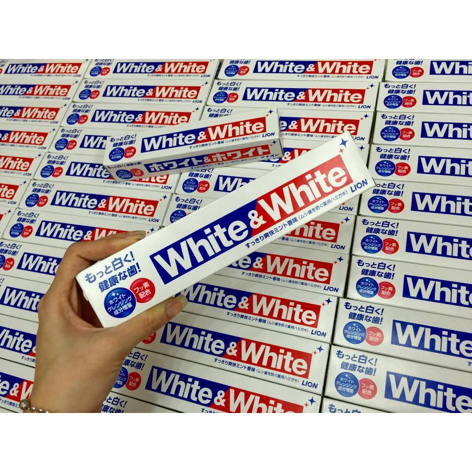 [Nhật nội địa] Kem đánh răng làm trắng sáng White & White Lion Nhật Bản 150g