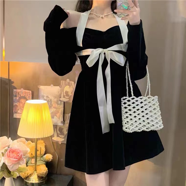 Đầm dạ hội vải nhung gợi cảm phong cách Hàn Quốc mới cho nữ