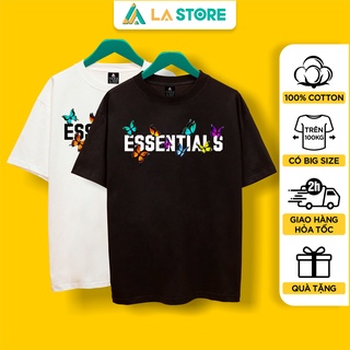Áo thun unisex cotton essentials butterfly form rộng tay lỡ nam nữ có big size | lạ store