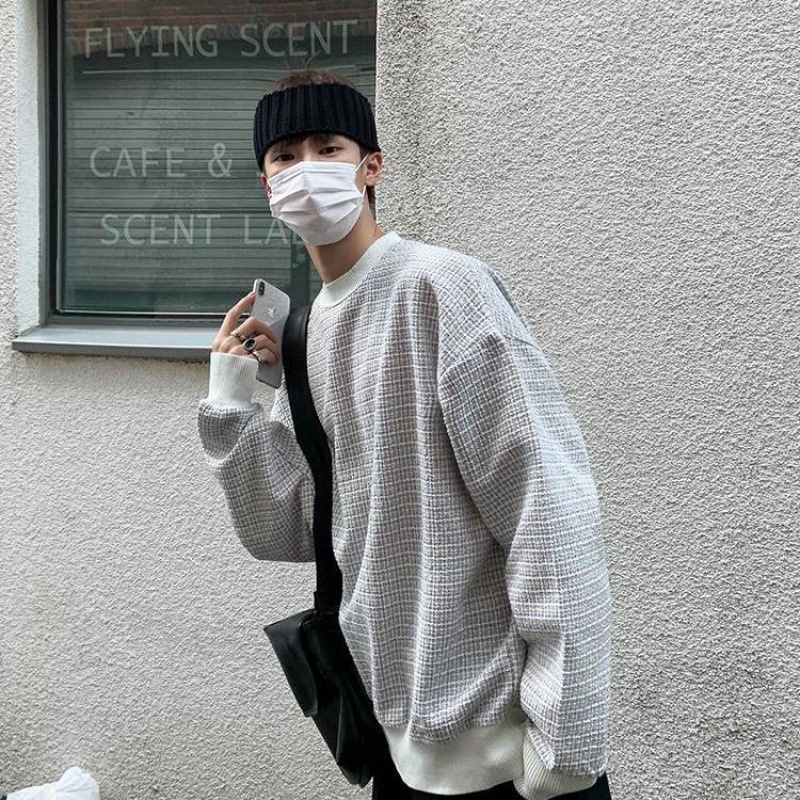 Áo sweater cổ tròn dáng rộng phong cách hàn quốc dành cho nam giới