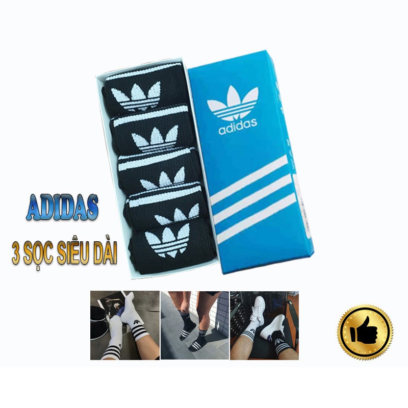 Combo Tất Vớ Adidas Cổ Cao 3 Sọc Fullbox Cao Cấp Hàng xuất dư Dệt tỉ mỉ Logo sắc nét Hộp quà tặng PHỤ KIỆN DRAMA MS007