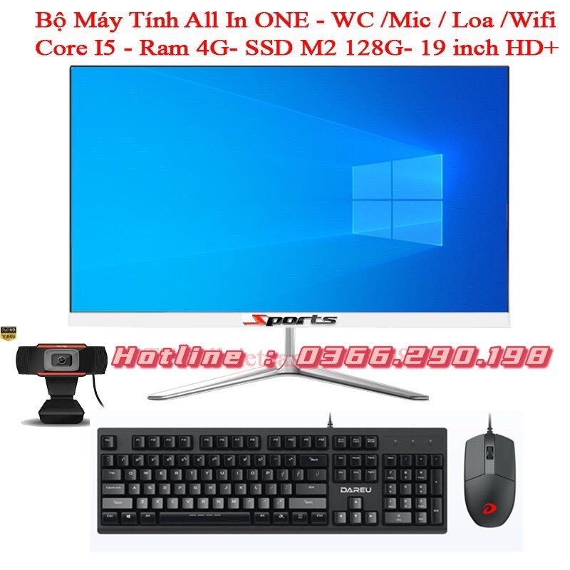 [TẶNG KÈM WEBCAM HỌC VÀ LÀM ONLINE] TRỌN BỘ MÁY TÍNH ALL IN ONE THẾ HỆ MỚI - CORE I5 - RAM 4G - SSD M2 128G | BigBuy360 - bigbuy360.vn