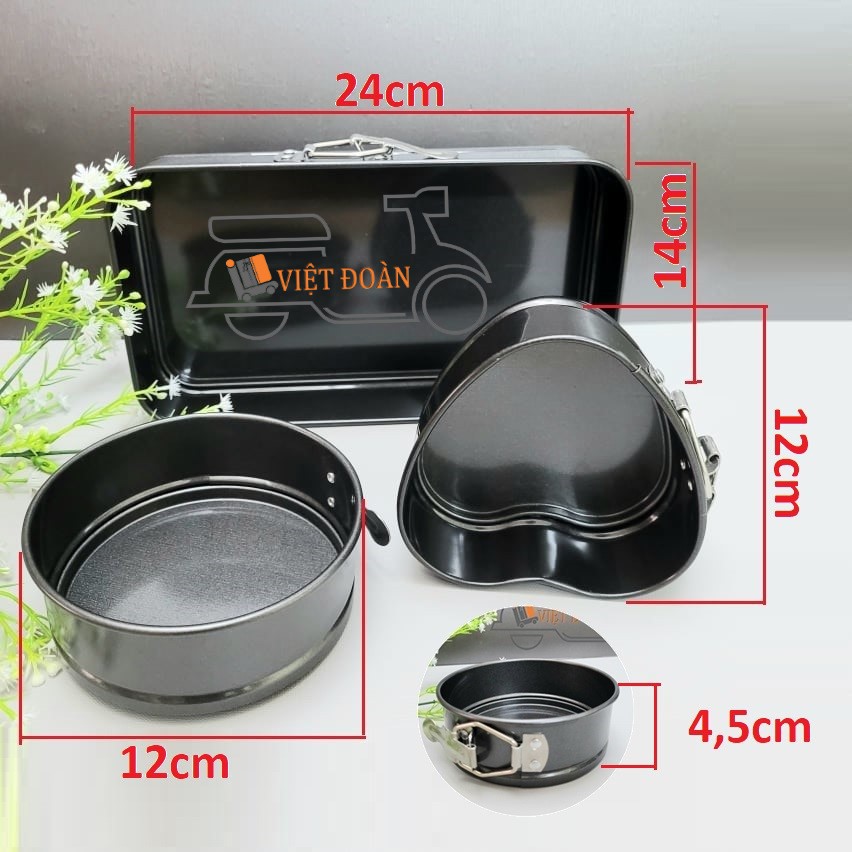 Bộ Khuôn ĐẾ RỜI Hình Tim - Tròn - Chữ Nhật. Khuôn Bánh Bông Lan - KHUÔN GÀI Thép Carbon BÍ QUYẾT LÀM BÁNH Không Dính