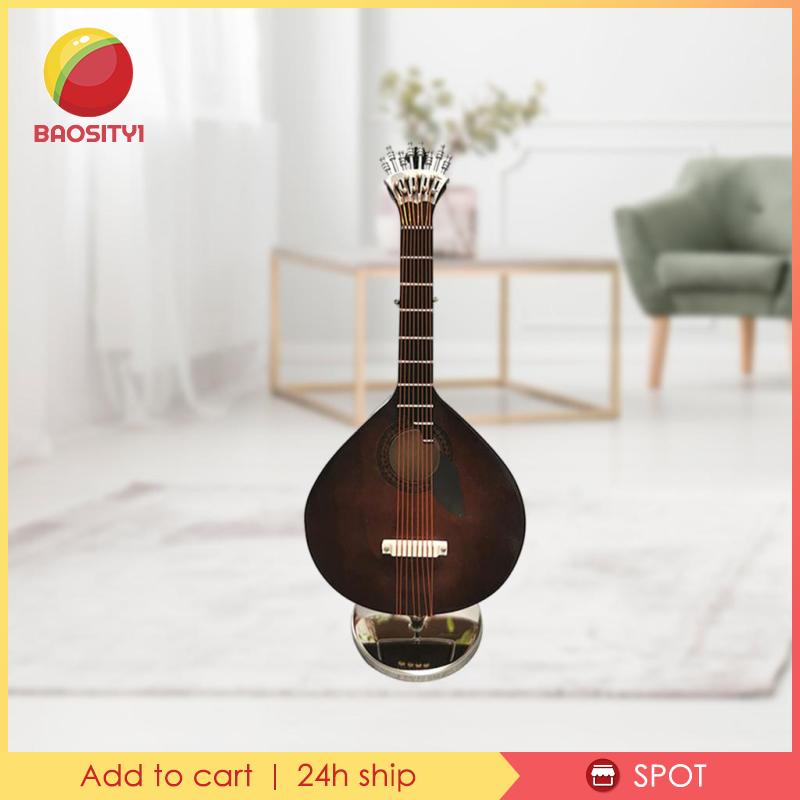 [Baosity1] Mô Hình Đàn Ghita Bằng Gỗ Có Giá Đỡ Trang Trí Sinh Nhật Màu Nâu