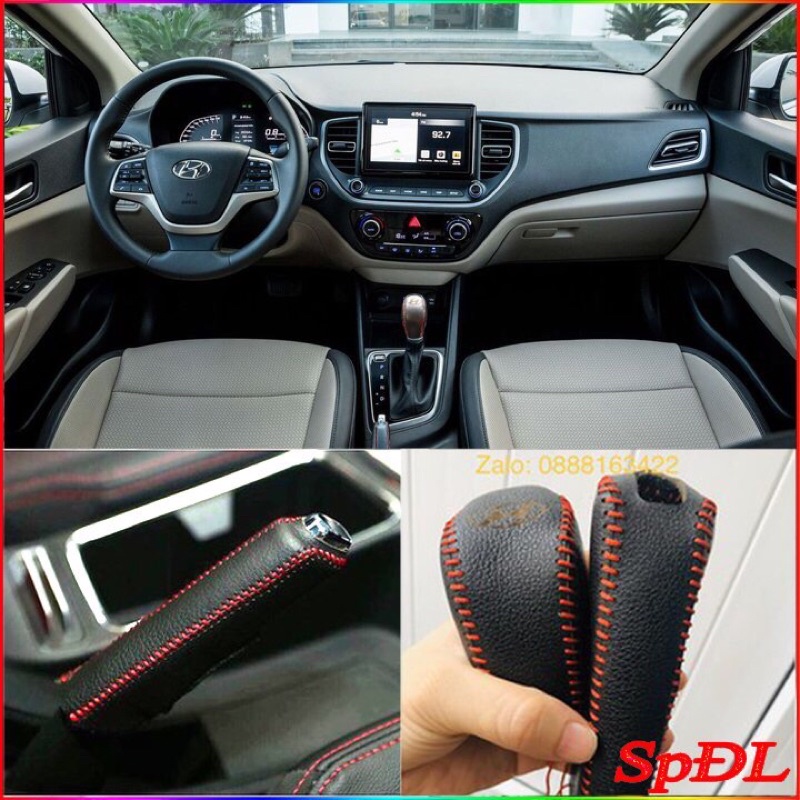 Bọc cần số hyundai accent AT bọc phanh tay accent loại tốt 100% da bò giá xưởng _ Hyundai_B7