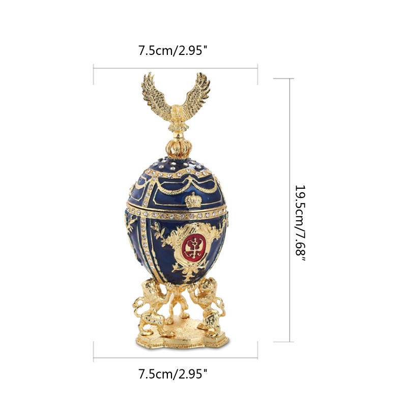 Hộp Đựng Trang Sức Hình Trứng Tráng Men Vẽ Tay Phong Cách Cổ Điển Trang Trí Nhà Cửa