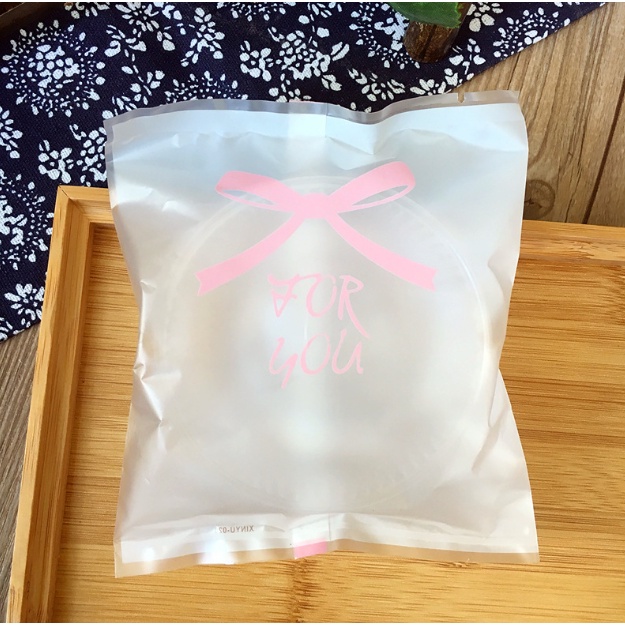 (100 túi / bich ) Túi bánh hàn miệng hinh thank you for you trái tim size 13*15cm