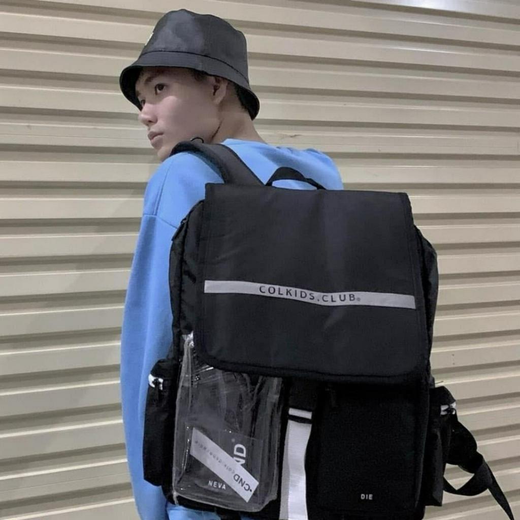 Balo Đi Học Phản Quang Colkids Chất Vải Dày Dặn Nhiều Ngăn có 2 Màu Đen Trắng Đựng Vừa Laptop
