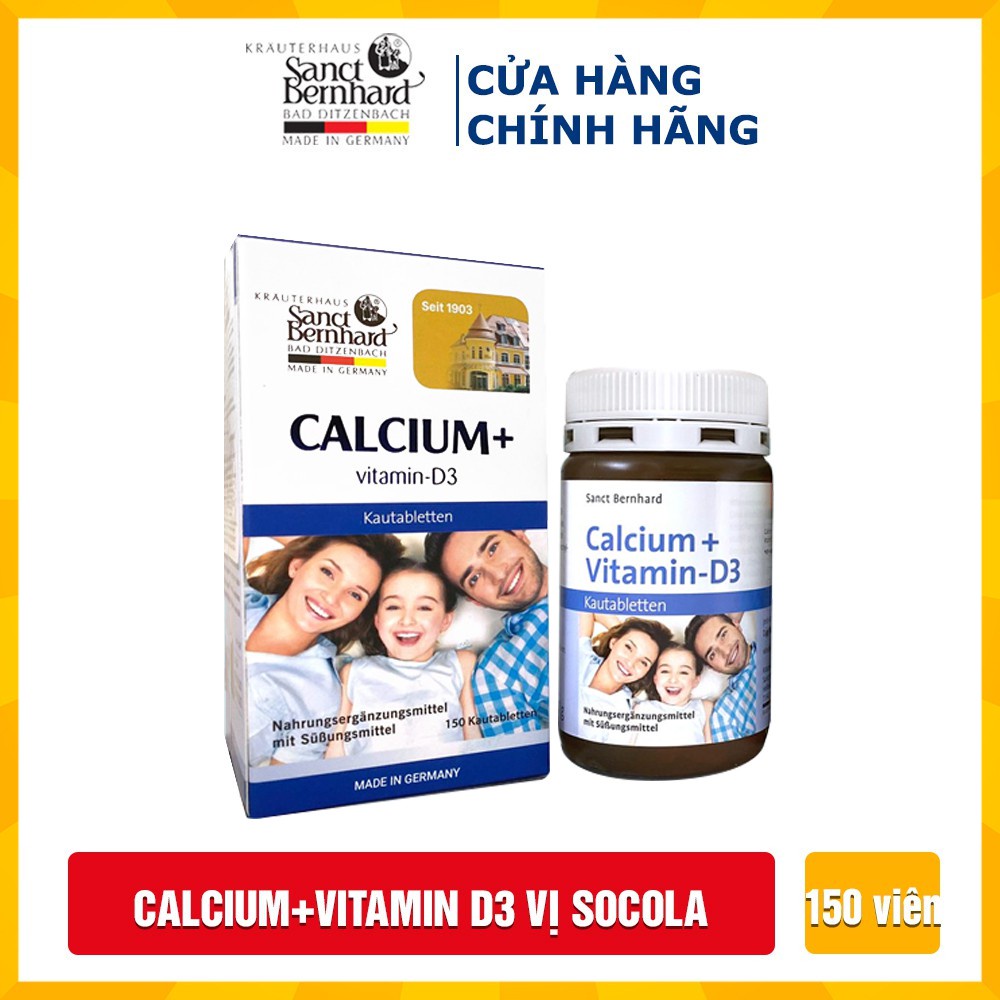 Viên nhai Calcium Vitamin D3 chống còi xương cho bé hộp 150 viên- [ Chính hãng Sanct Bernhard Đức]