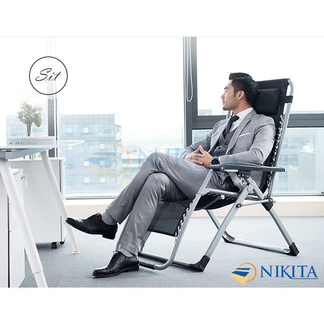 Ghế gấp xếp thư giãn cao cấp Nikita NIKA 139 khung thép màu ghi