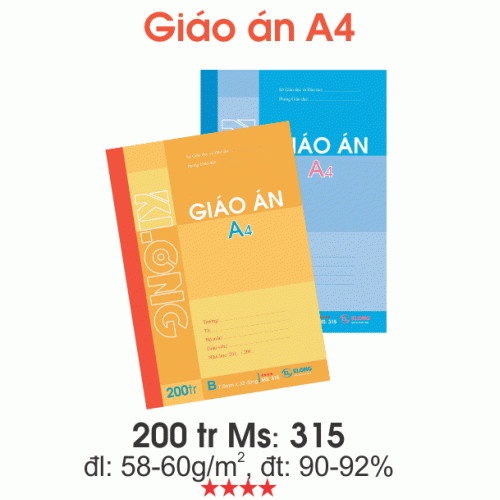 Sổ giáo án A4 Klong - Kẻ ngang 200 trang, MS 315