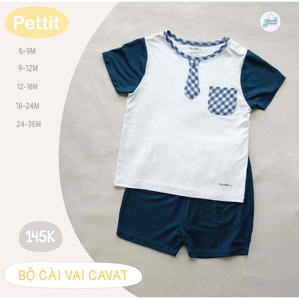 Bộ Quần Áo Cộc Tay cho bé Trai / Gái Goodmama cài vai cavat mới