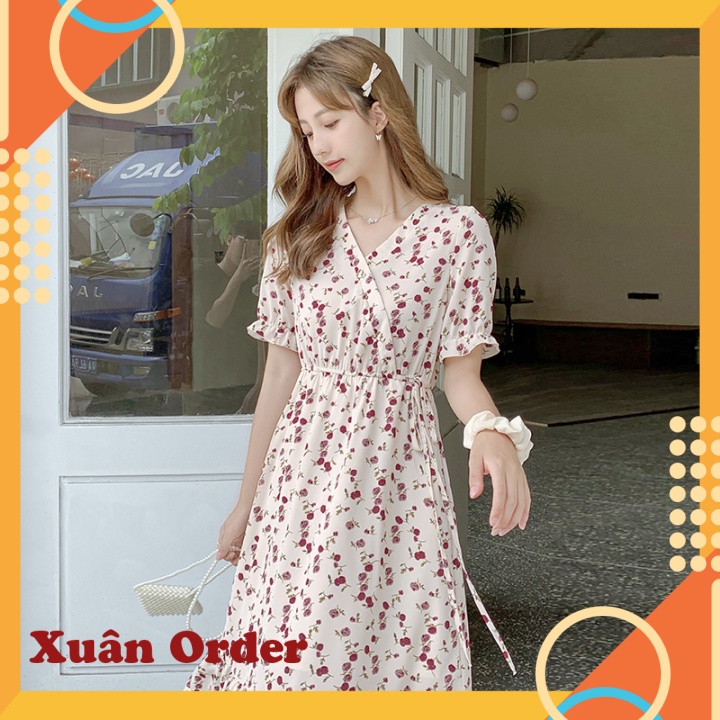 (Order 7-12 ngày, bigsize) váy hoa màu xanh lá cây mới. cộng với quần áo nữ cỡ lớn. người béo mm. thời trang đầu mùa thu