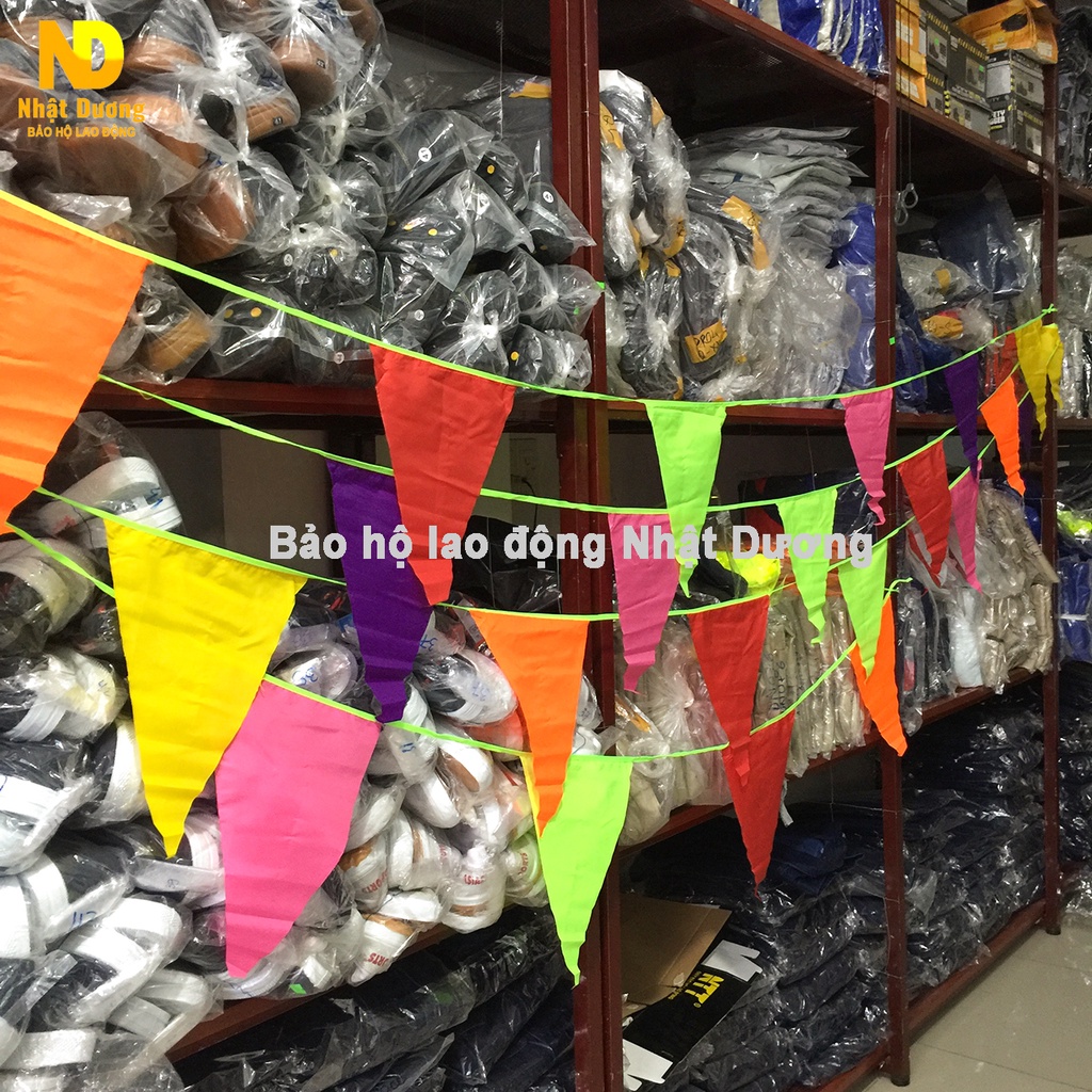 Cờ dây tam giác, cờ đuôi nheo trang trí nhiều màu cuộn 10 mét vải satanh