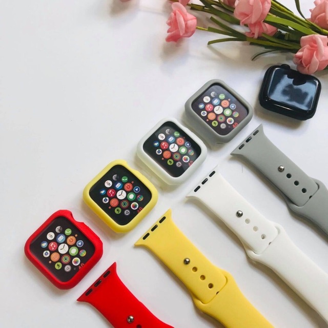 Combo 2 món dây cao su và ốp viền silicon dành cho AppleWatch