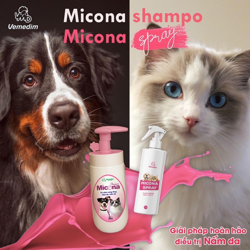Sữa Tắm Micona Ngừa Nấm, Viêm Da, Giúp Mượt Lông Chó Mèo - Xiuxiu Giang