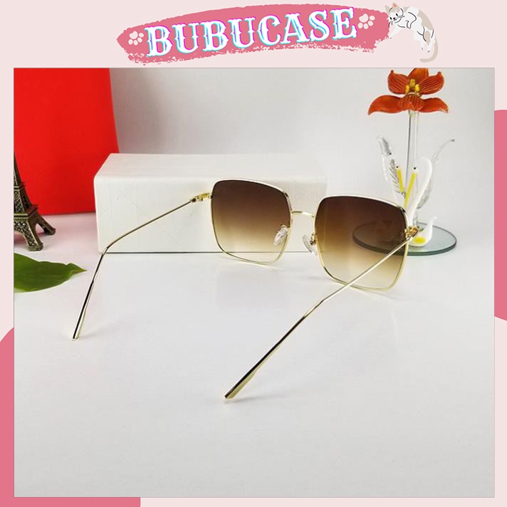 Mắt kính nữ thời trang - Tròng vuông màu nâu trà, chống nắng, chống tia UV, form ôm mặt