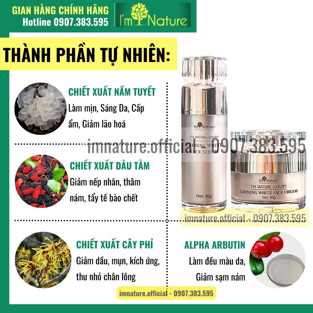 (+Quà) Bộ Kem Dưỡng Trắng Da Cao Cấp I'm Nature Luxury Shining White 60gr