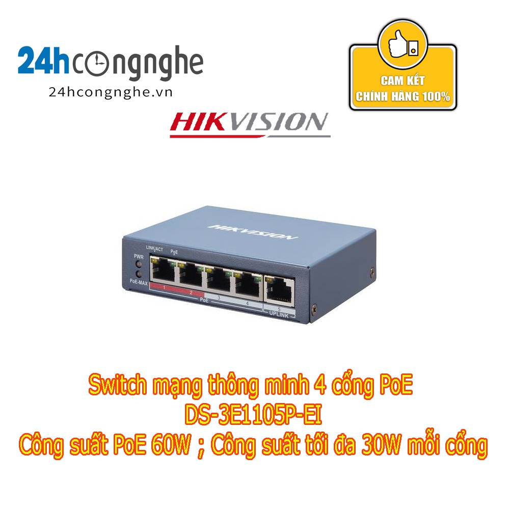 Switch DS-3E1105P-EI mạng thông minh 4 cổng PoE