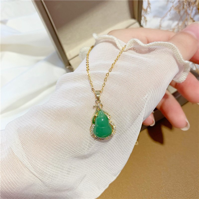 Dây Chuyền Nữ Mặt Hồ Lô, Dây Chuyền Mạ 18K Cao Cấp Cầu May Mắn, Bình An, Hạnh Phúc