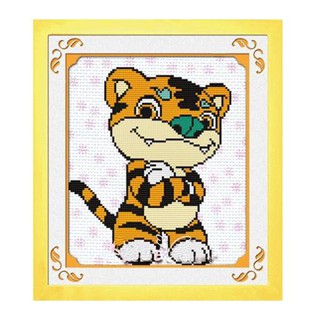 Tranh Thêu Chữ Thập 12 Con Giáp Con Hổ D8335 (KHÁCH TỰ THÊU) KT:28X30CM