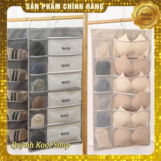 Túi đựng đồ lót, tất nhiều ngăn có móc treo 2 mặt