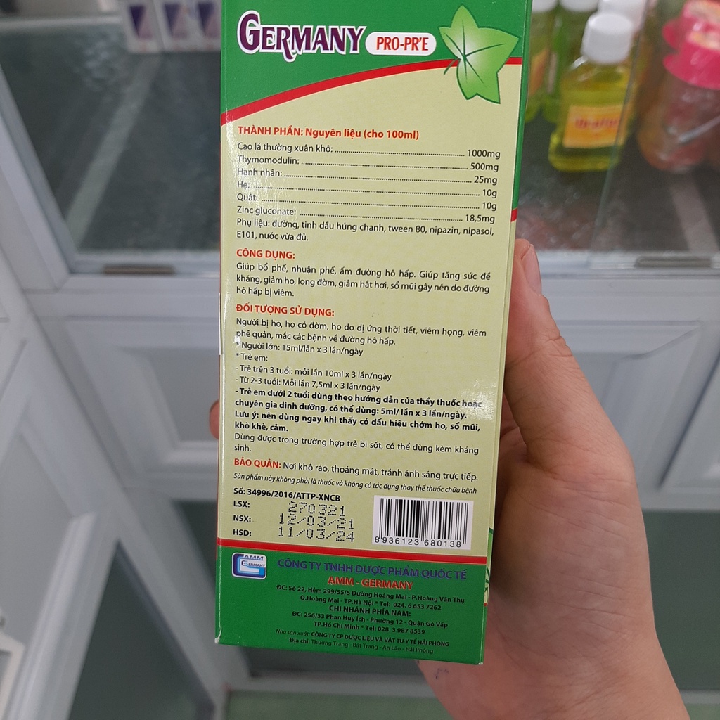 Siro bổ phế, nhuận phế, bổ phổi GERMANY PRO-PR'E