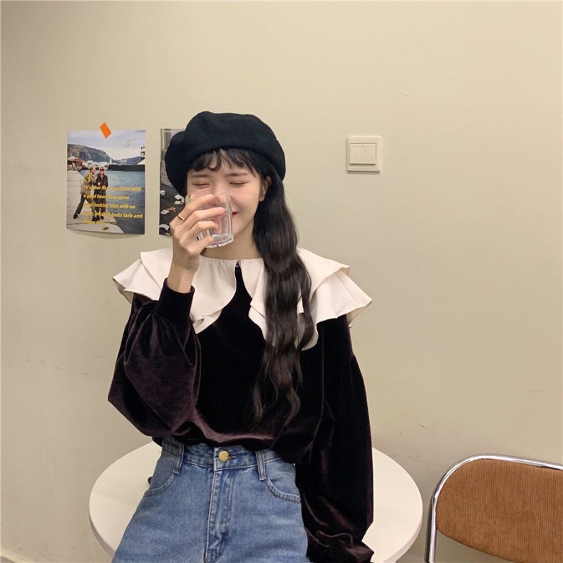 MỚI Áo sơ mi nữ tay dài dáng rộng phong cách Hàn Quốc