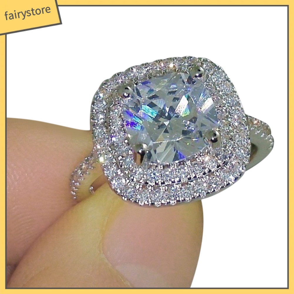 Nhẫn đính đá Topaz giả nhiều màu sang trọng