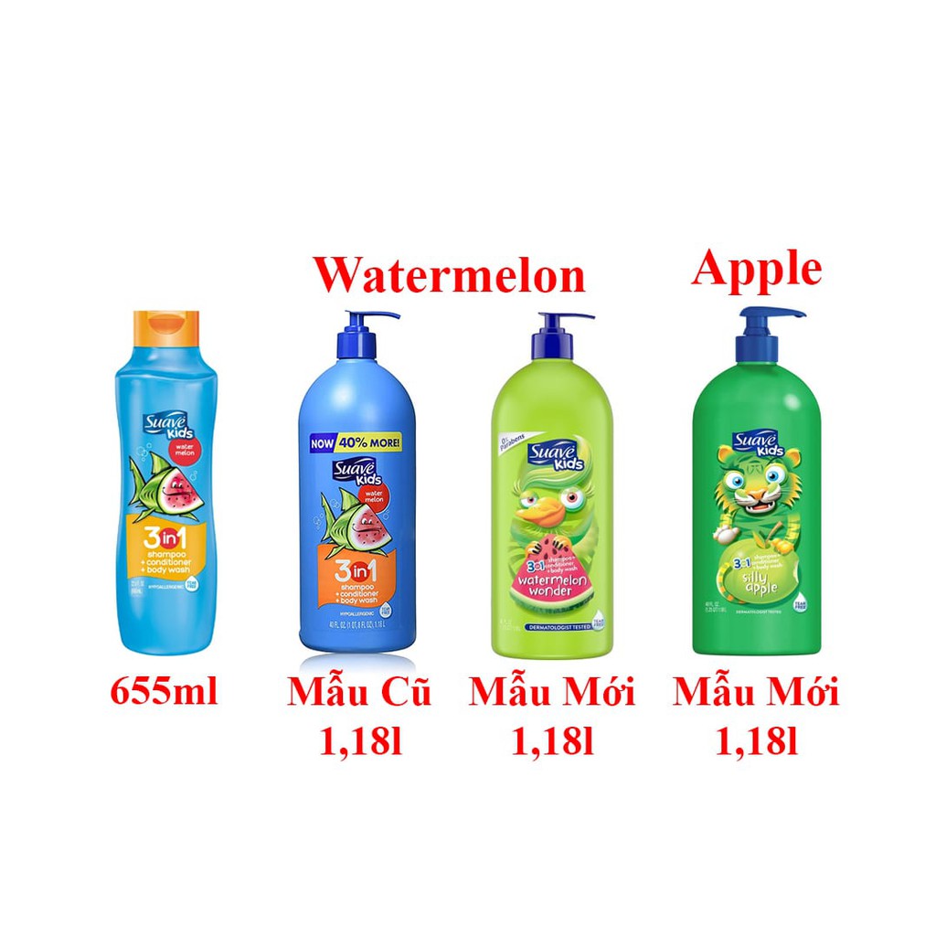 Sữa Tắm, Gội Và Xả Cho Trẻ Em Suave Kids 3 In 1 1.18l