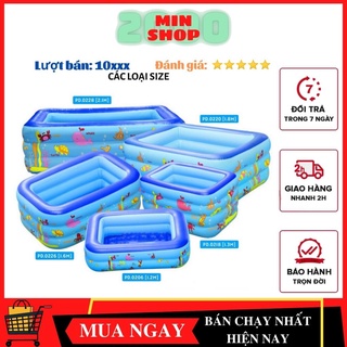 Bể bơi phao đứng cho bé, Bể bơi bể bơi - Bể phao bơi chữ nhật 3 tầng 1.35m cao cấp , Dày dặn, An toàn, Tiện lợi