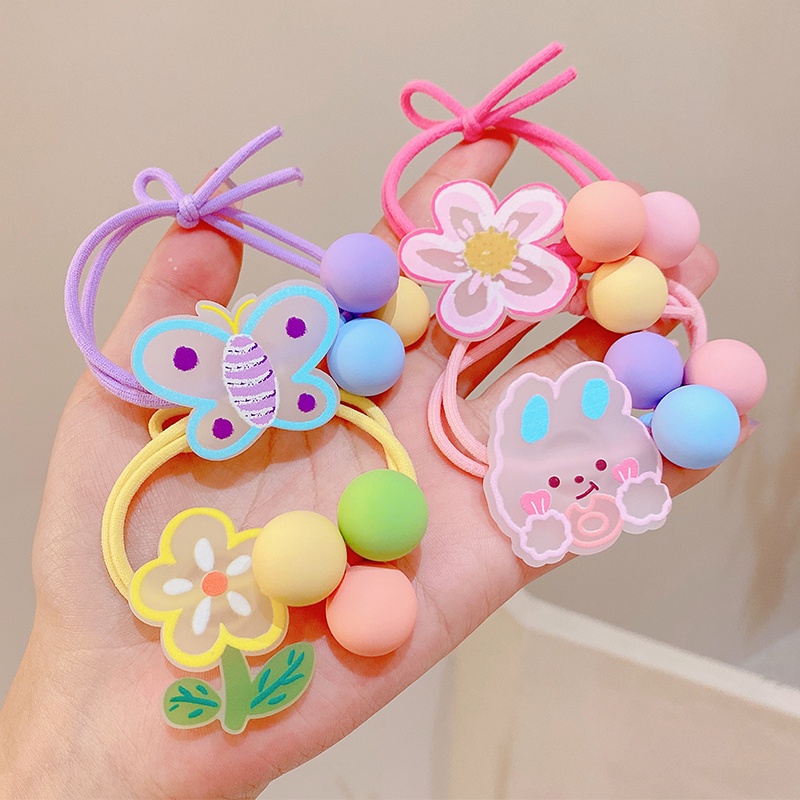 Dây Cột Tóc Hoạ Tiết Hoạt Hình Chất Liệu Co Giãn Dành Cho Trẻ Em