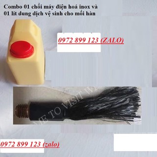 Combo 1 chổi điện hóa máy tẩy mối hàn inox và 1 lit dung dịch