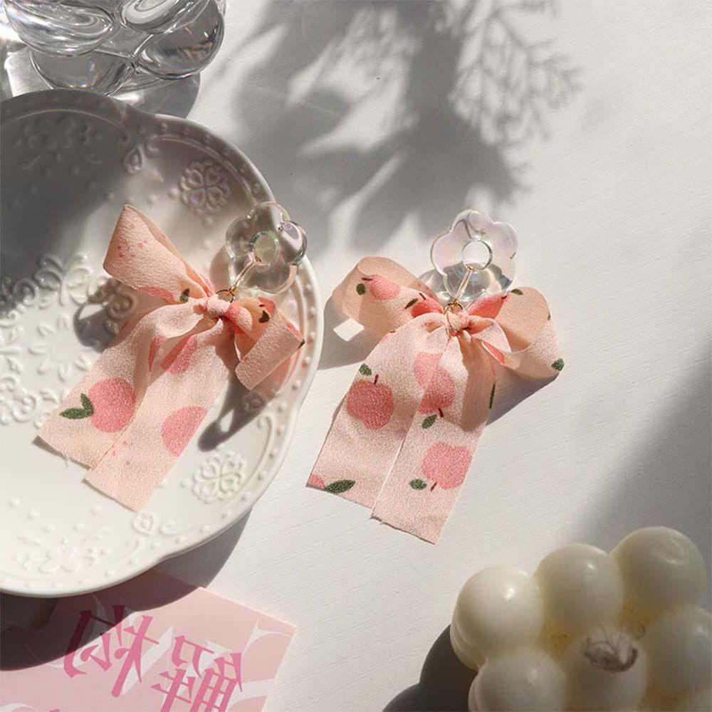 Đôi Bông Tai Dáng Dài Trang Trí Nơ Ruy Băng Xinh Xắn Thời Trang Cho Nữ