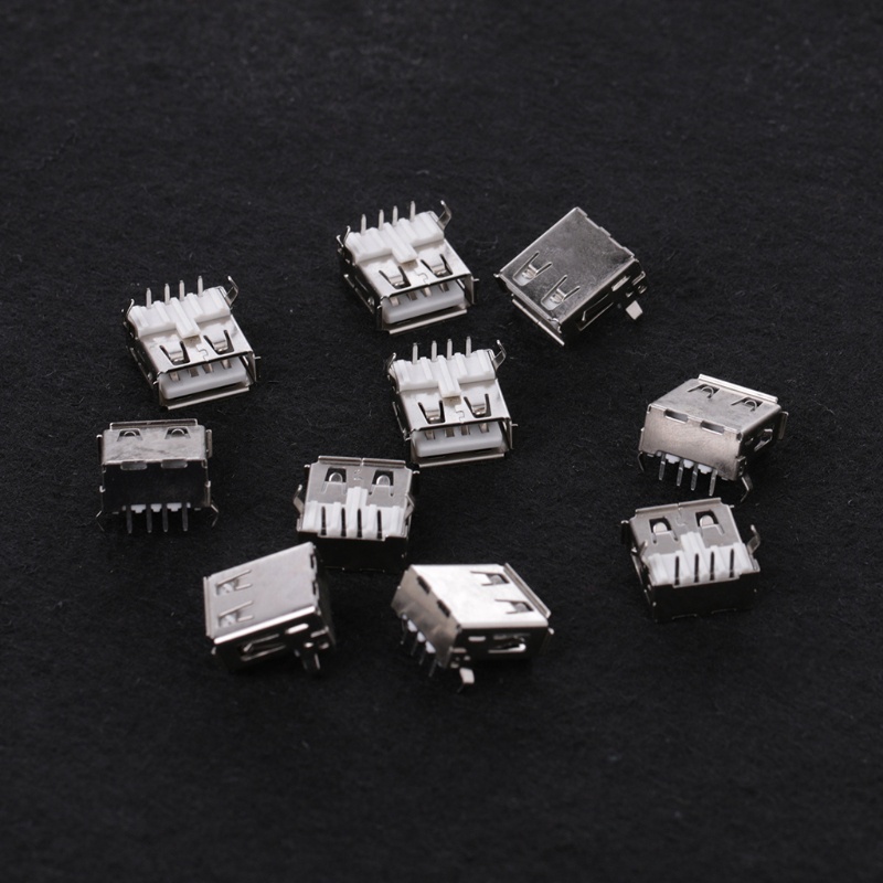 Set 10 Ổ Cắm USB 2.0 Type-A 4 Pin Góc Phải 90 Độ Tiện Dụng