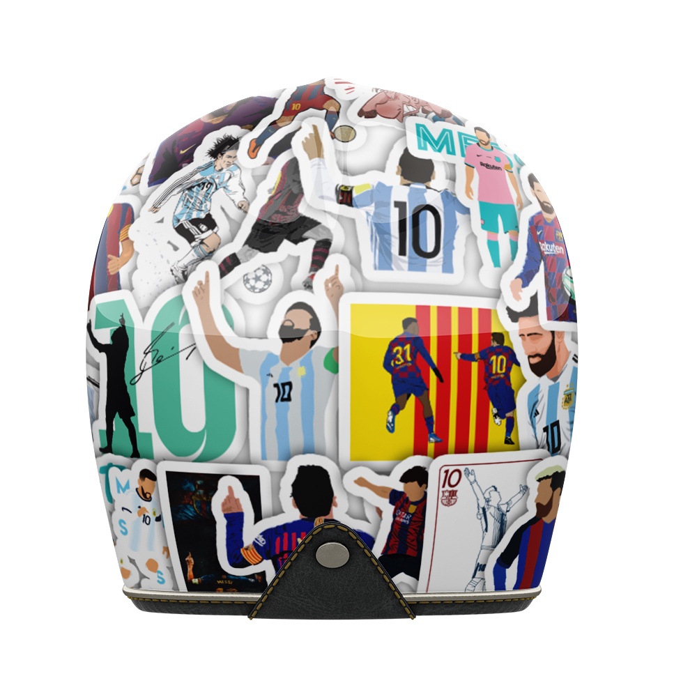 Set 50 cái Sticker Messi m10 dán mũ bảo hiểm, hình dán Messi chống nước, decal hình cầu thủ Messi