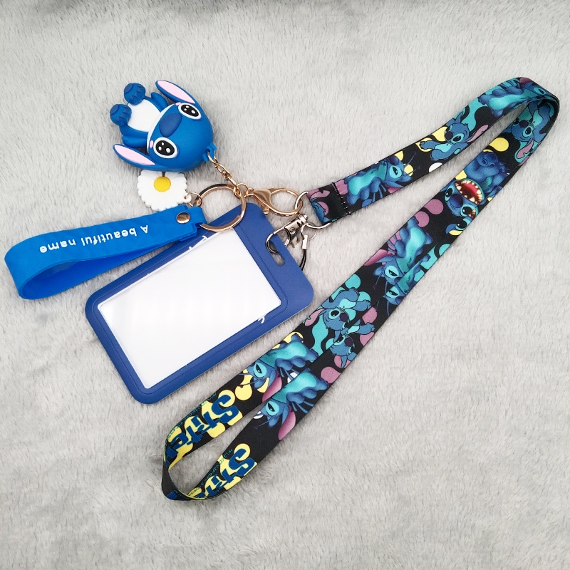 Dây Đeo Điện Thoại/Thẻ Tên/Thẻ ID Họa Tiết Stitch Hoạt Hình 3D