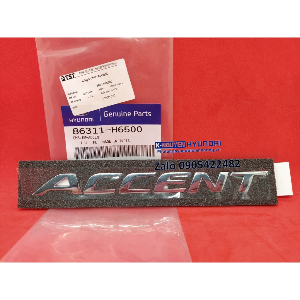 Logo chữ "Accent" dán đuôi xe Hyundai Accent 2021 2022 mới nhất - Mã số: 86311H6500, 863111R000
