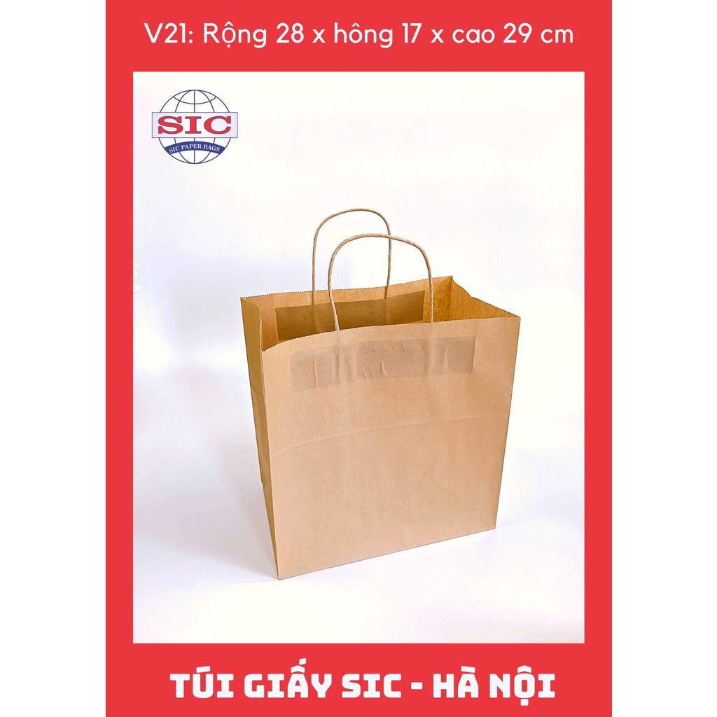 [SET 10 CHIẾC] TÚI GIẤY KRAFT V21: 28x17x29cm CÓ QUAI ( ẢNH THẬT)