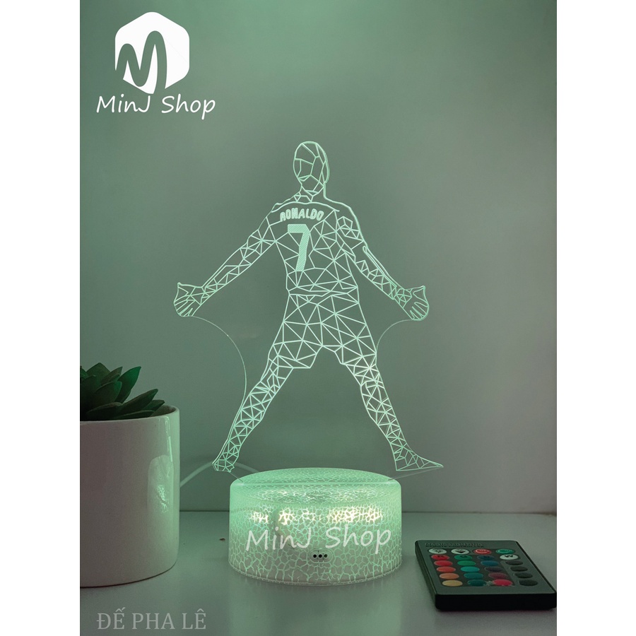 Đèn Ngủ 3D Ronaldo | 16 Màu + Remote | Đèn 3D Led CR7 | Bóng Đá | MinJ Shop
