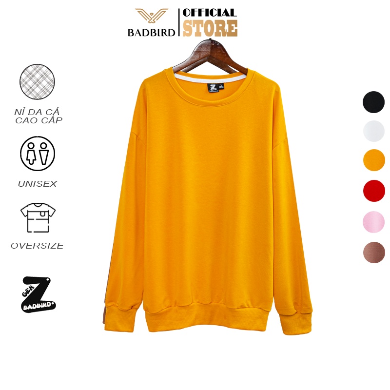 [ÁO THUN DÀI TAY UNISEX] Áo thun dài tay oversize BADBIRD, chất nỉ da cá cao cấp Sweater trơn basic, Thương hiệu Việt
