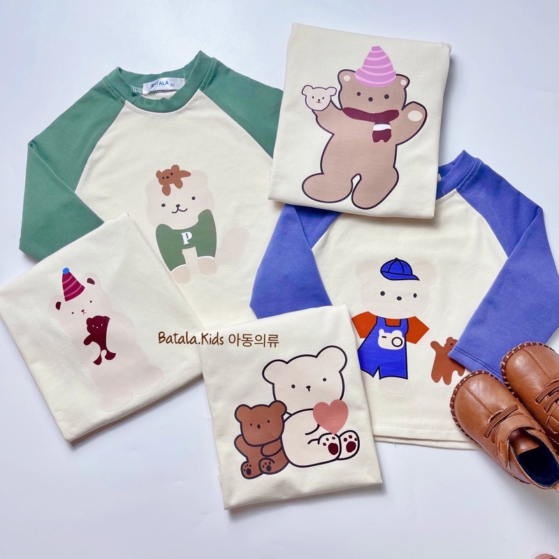 Áo thun dài tay bé trai bé gái Batala kids áo phông thu đông cotton dáng Hàn cho bé từ 10-25kg