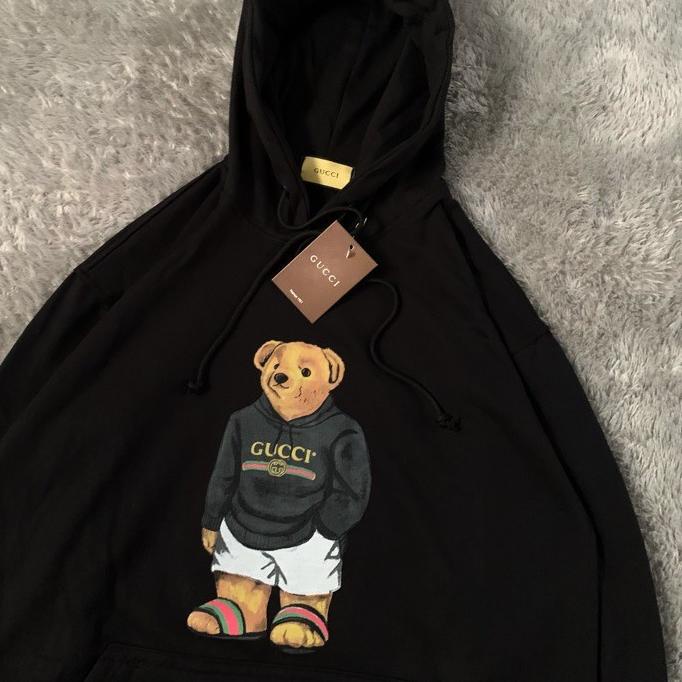 Miễn phí vận chuyển!! (lpx-764) Áo Sweater HOODIE GUCCI BEAR PARODY FULLTAG & Level