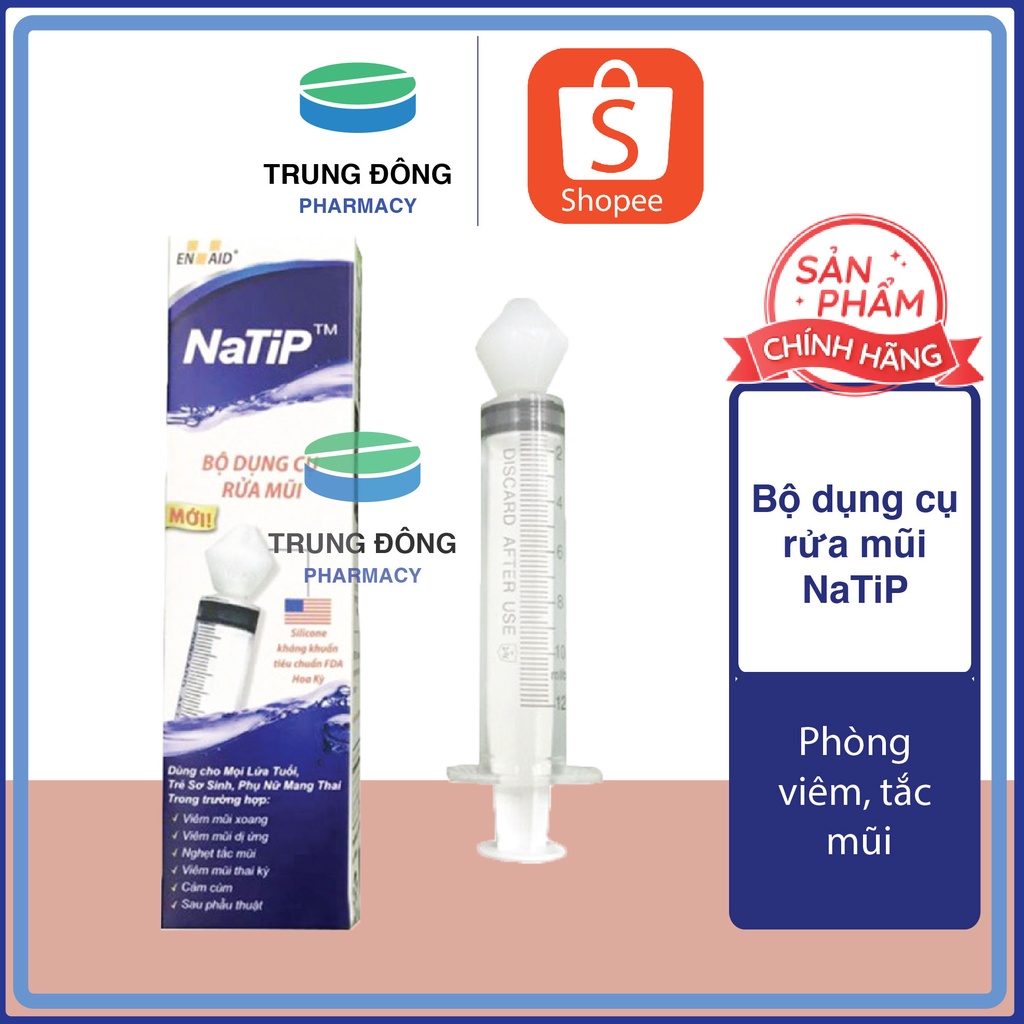 Bộ dụng cụ rửa mũi NATIP USA, cho trẻ em và người lớn đầu silicon đạt FDA Hoa Kỳ và được Bộ Y Tế - Trung Đông Pharmacy