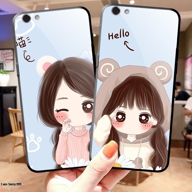 Ốp Lưng OPPO F1 F1S F3/F3plus F5 F7 F9 F11/F11 Pro mặt kính in hình Bé Gái dễ thương - TIONE