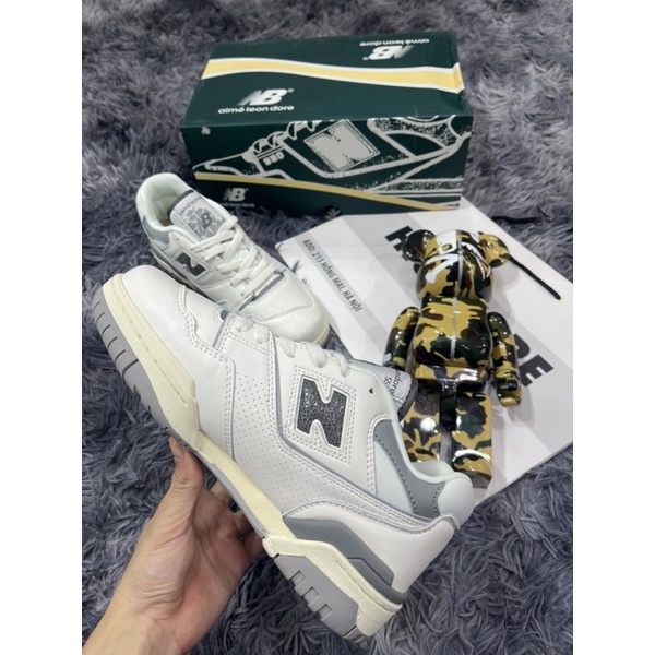 Giầy Thể Thao NB 550 Alme Leon Dore White Grey Bản Best 2022 |Đế Gỗ |Dập Code