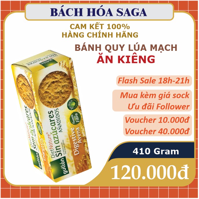 Bánh quy lúa mạch Không Đường ĂN KIÊNG Digestive - 410g bánh ăn kiêng chất lượng