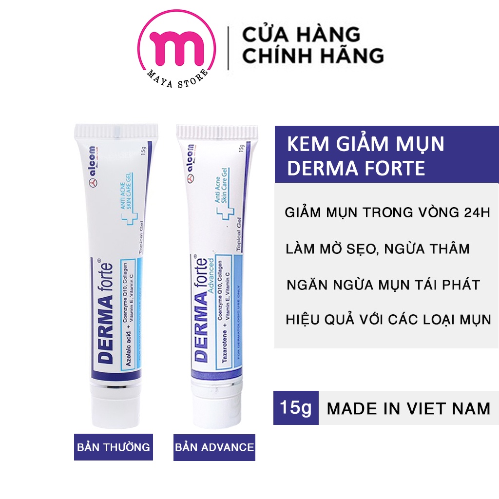 Kem giảm mụn, ngừa thâm, sáng da Derma Forte 15g