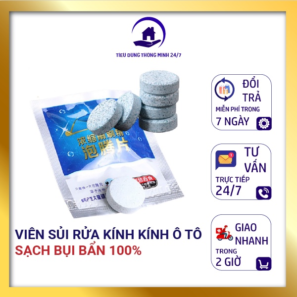 Combo 10 Viên Sủi Nước Rửa Kính Xe Hơi