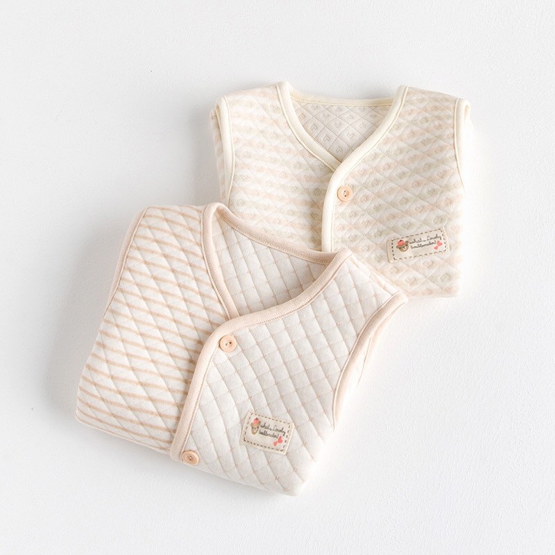 (5 mẫu) Áo khoác gile trần bông cho bé 0-3 tuổi 100% cotton hữu cơ tự nhiên không chất tẩy nhuộm cực kỳ mềm mại ấm áp